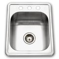 Houzer Houzer 1722-7BS-1 Hospitality Series Topmount Stainless Steel 3-Holes Bar & Prep Sink; Stainless Steel 1722-7BS-1